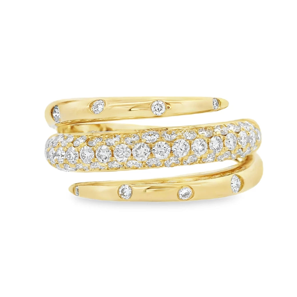 Diamond ring featuring round diamonds in a pavé and inlay setting for a refined, contemporary look.