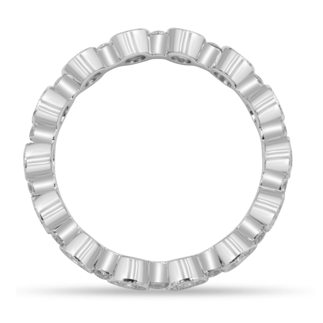 18K gold bubble diamond eternity band with 27 round brilliant diamonds totaling 0.50 carats.