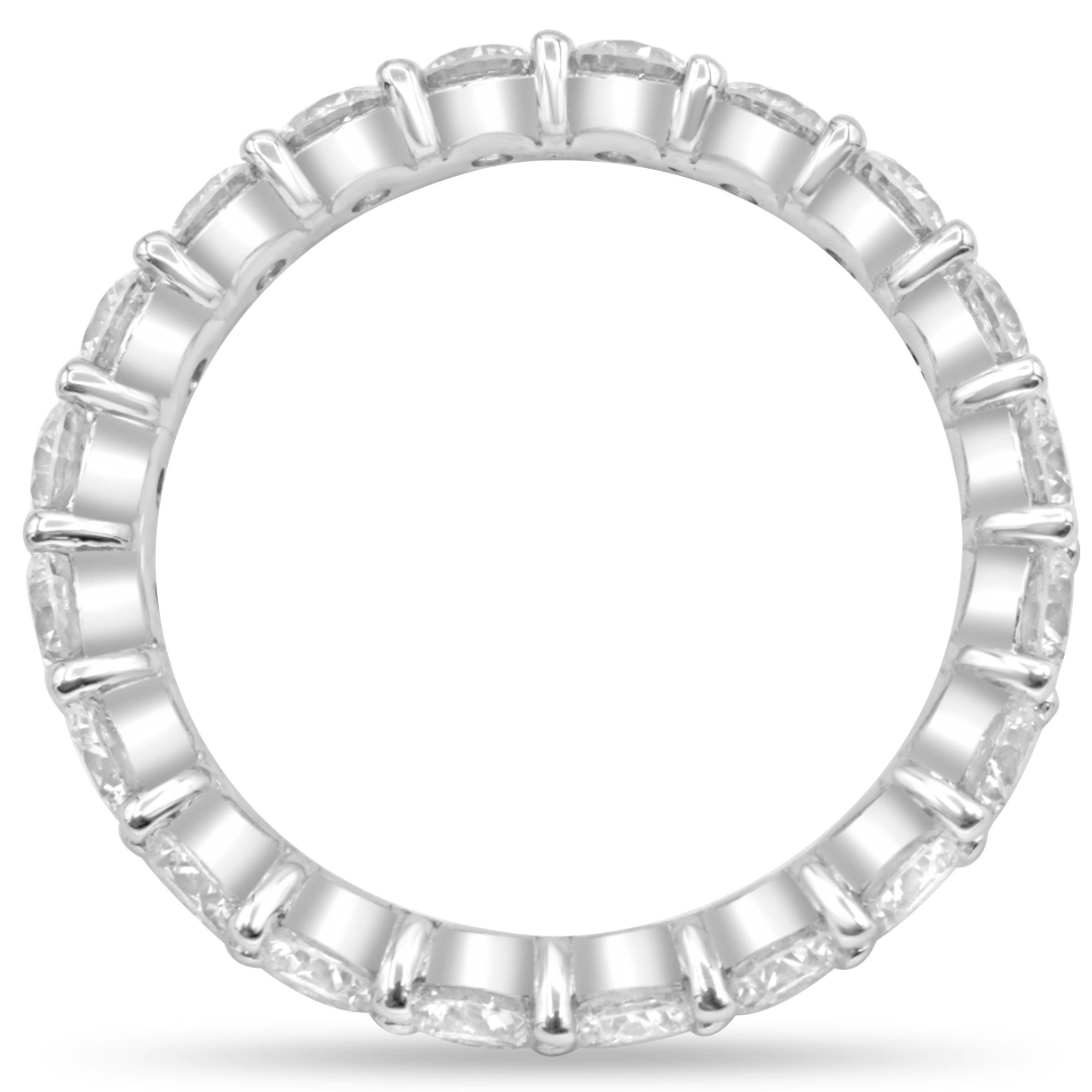 Platinum diamond eternity band featuring 20 brilliant round diamonds totaling 2.17 carats.